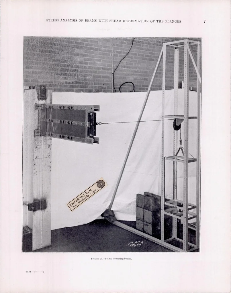 An illustration from Stress Analysis of Beams with Shear Deformation of the Flanges, 1937, leaf 10