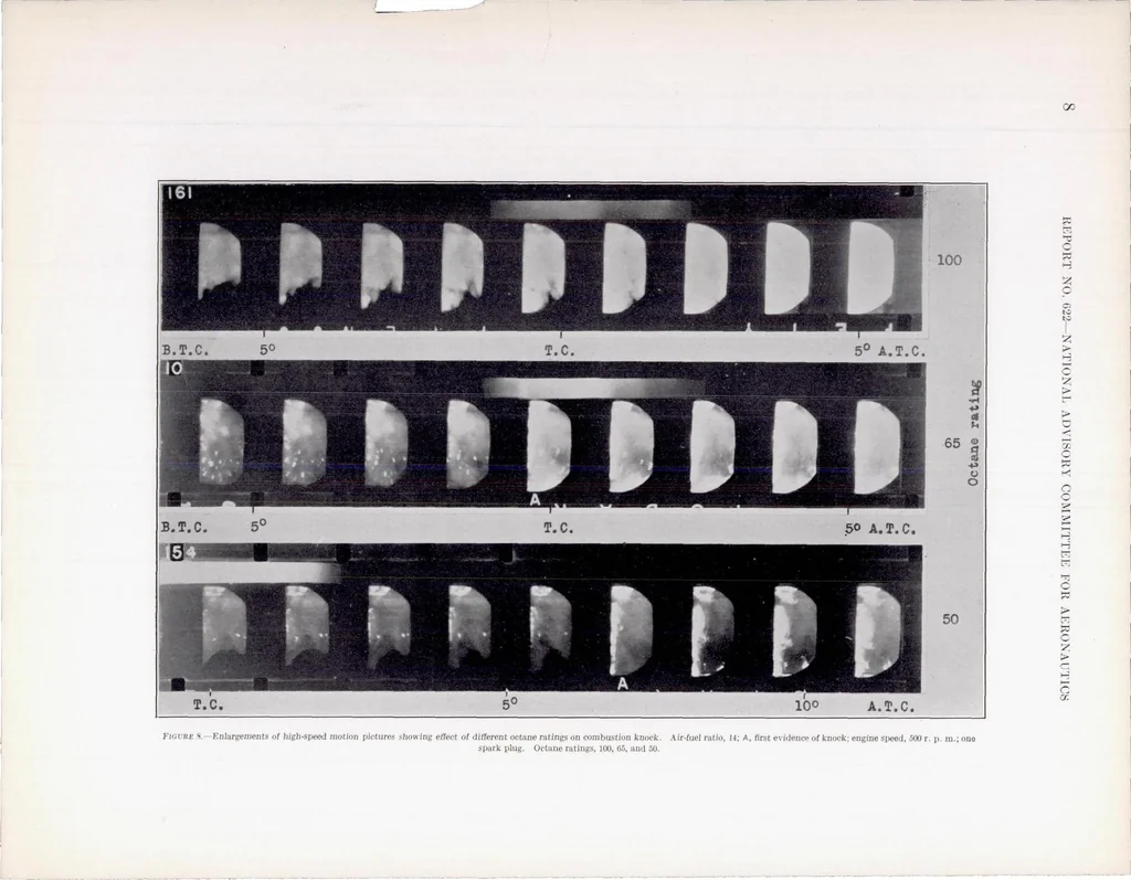An illustration from A Photographic Study of Combustion and Knock in a Spark-Ignition Engine, 1938, leaf 11