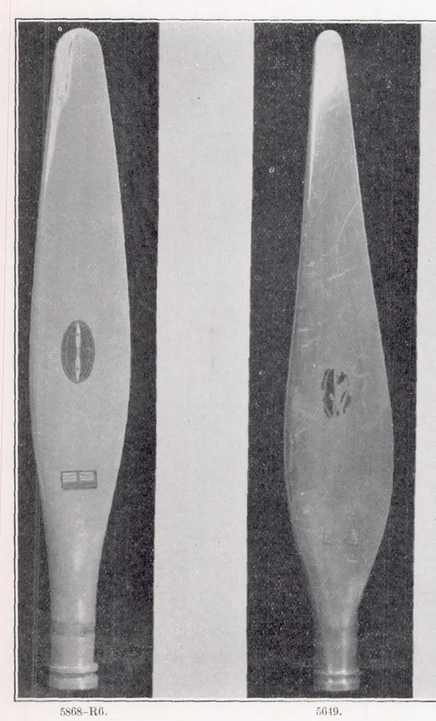 An illustration from The Aerodynamic Characteristics of Four Full-Scale Propellers Having Different Plan Forms, 1938, leaf 5