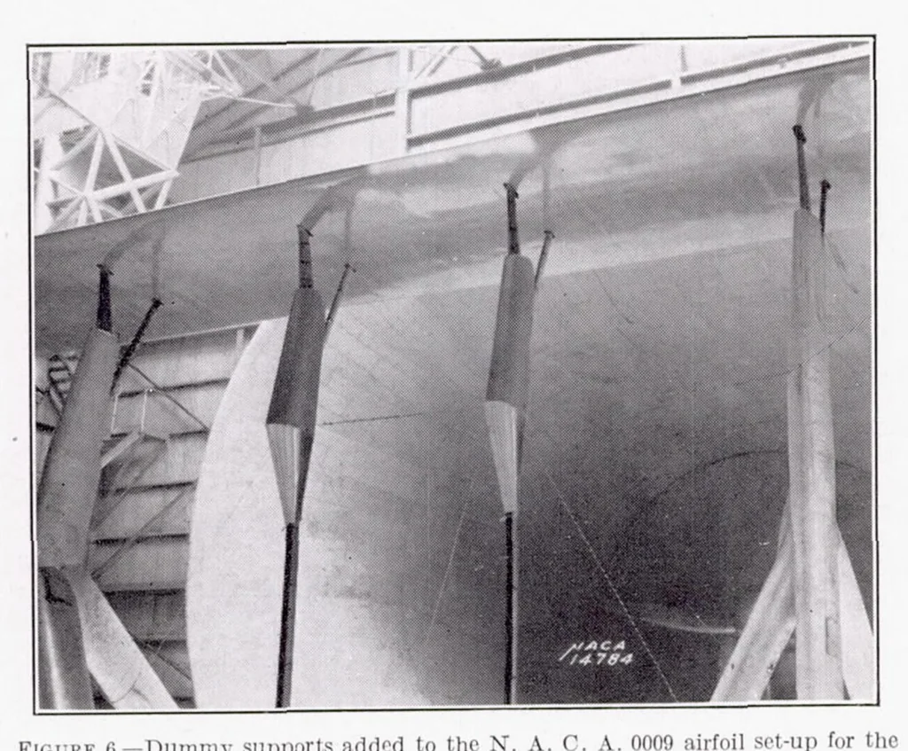 An illustration from Tests of NACA 0009, 0012, and 0018 Airfoils in the Full-Scale Tunnel, 1939, leaf 6