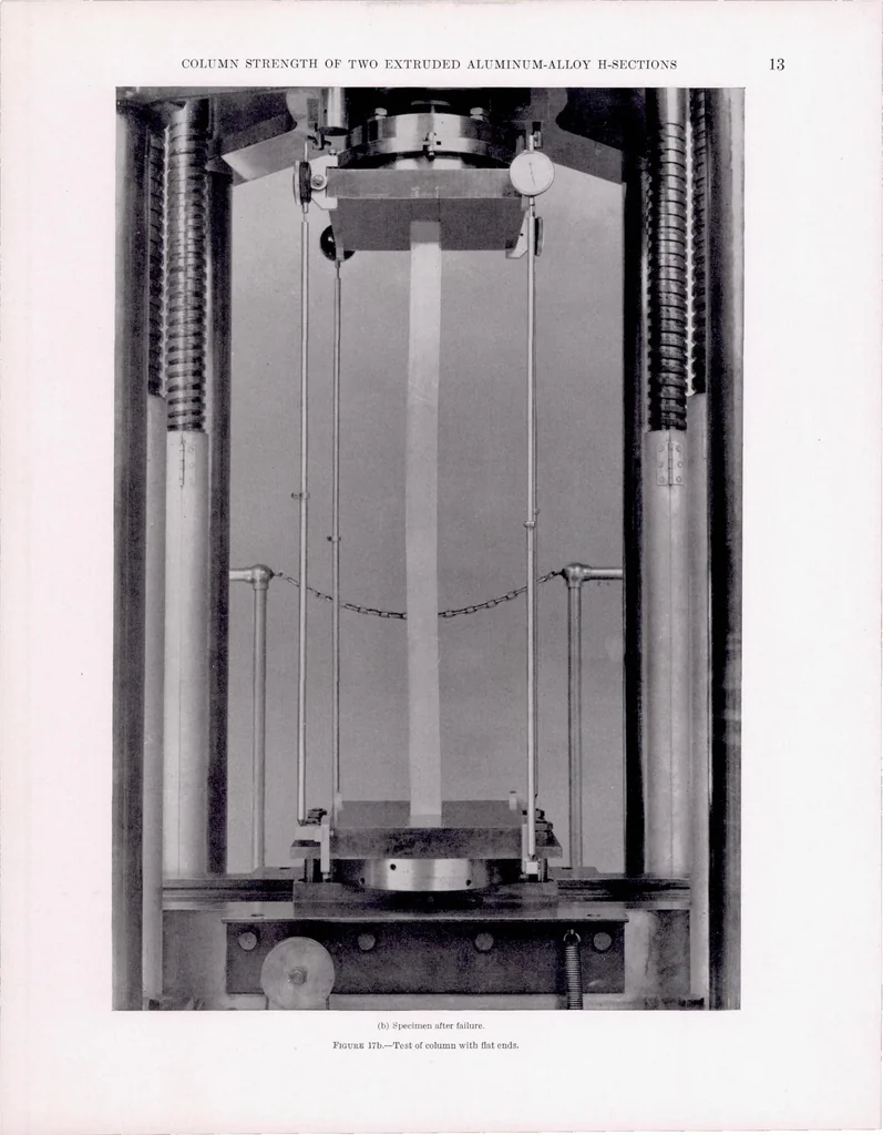 An illustration from The Column Strength of Two Extruded Aluminum-Alloy H-Sections, 1939, leaf 16