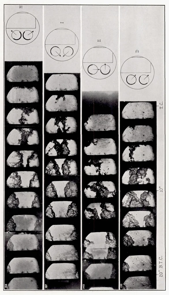 An illustration from The Influence of Directed Air Flow on Combustion in Spark-Ignition Engine, 1939, leaf 7