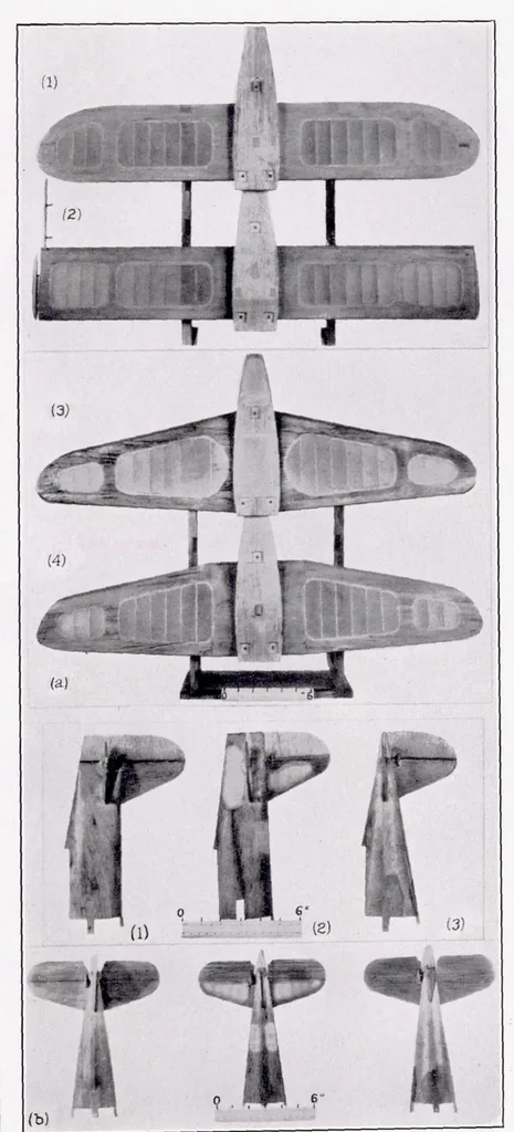 An illustration from Free-Spinning Wind-Tunnel Tests of a Low-Wing Monoplane with Systematic Changes in Wings and Tails IV : Effect of Center-of-Gravity Location, 1939, leaf 6
