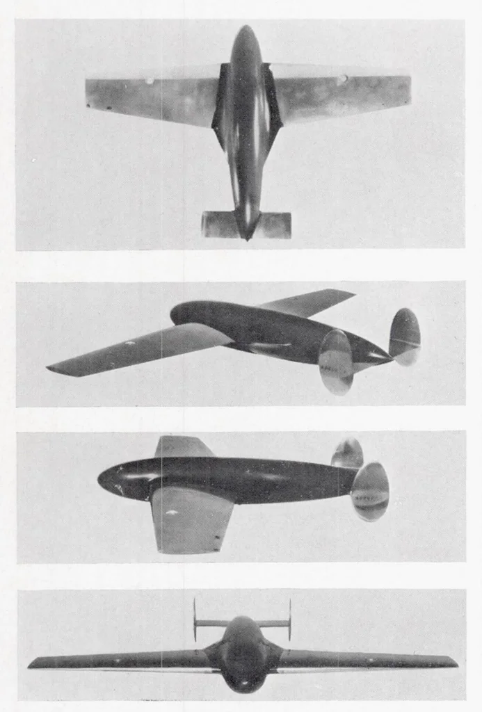 An illustration from Interference of Tail Surfaces and Wing and Fuselage from Tests of 17 Combinations in the N.A.C.A. Variable-Density Tunnel, 1939, leaf 5