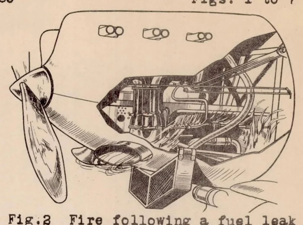 An illustration from Combating Airplane Fires, 1930, leaf 22