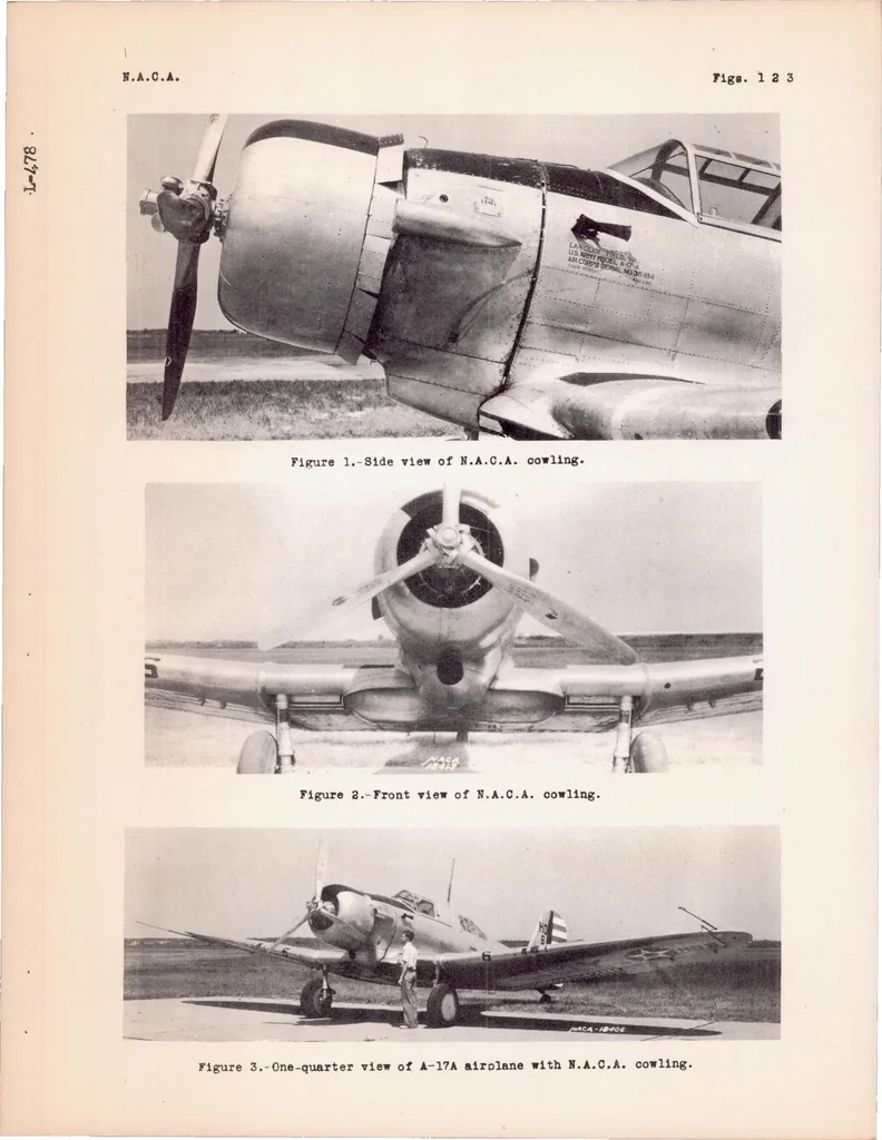 An illustration from Ground-cooling and Flight Tests of an Airplane Equipped with a Nose-blower Engine Cowling, 1939, leaf 18