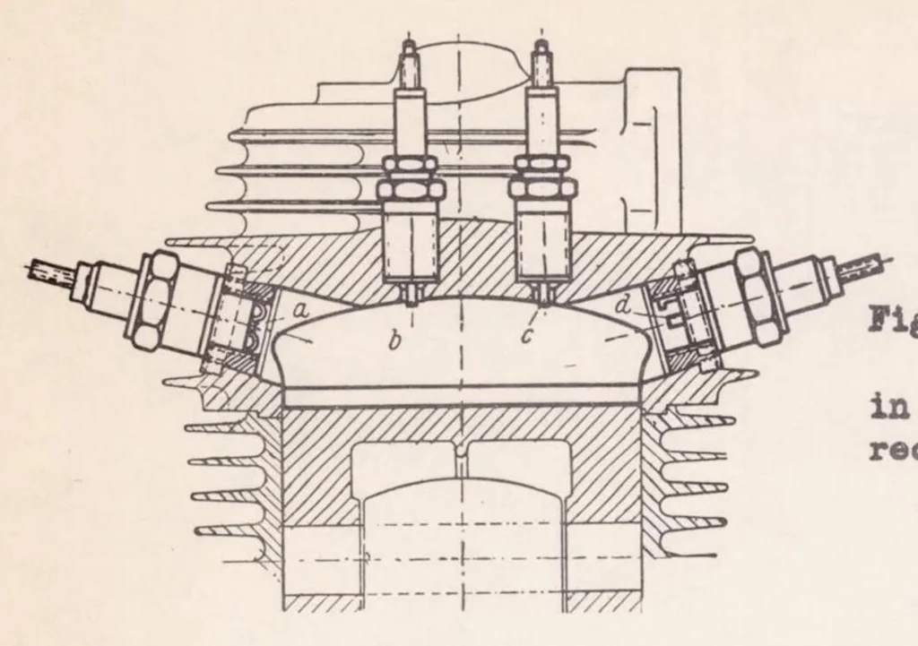 An illustration from Engine Knock and Combustion Chamber Form, 1939, leaf 22