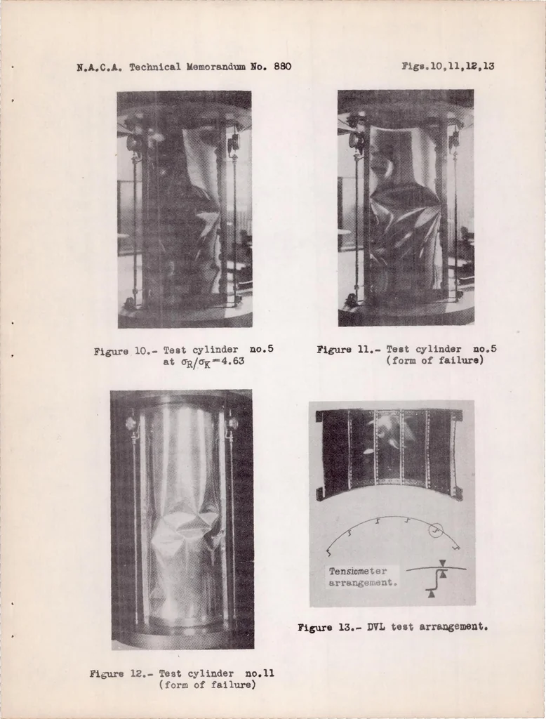 An illustration from The Effective Width of Curved Sheet After Buckling, 1938, leaf 13