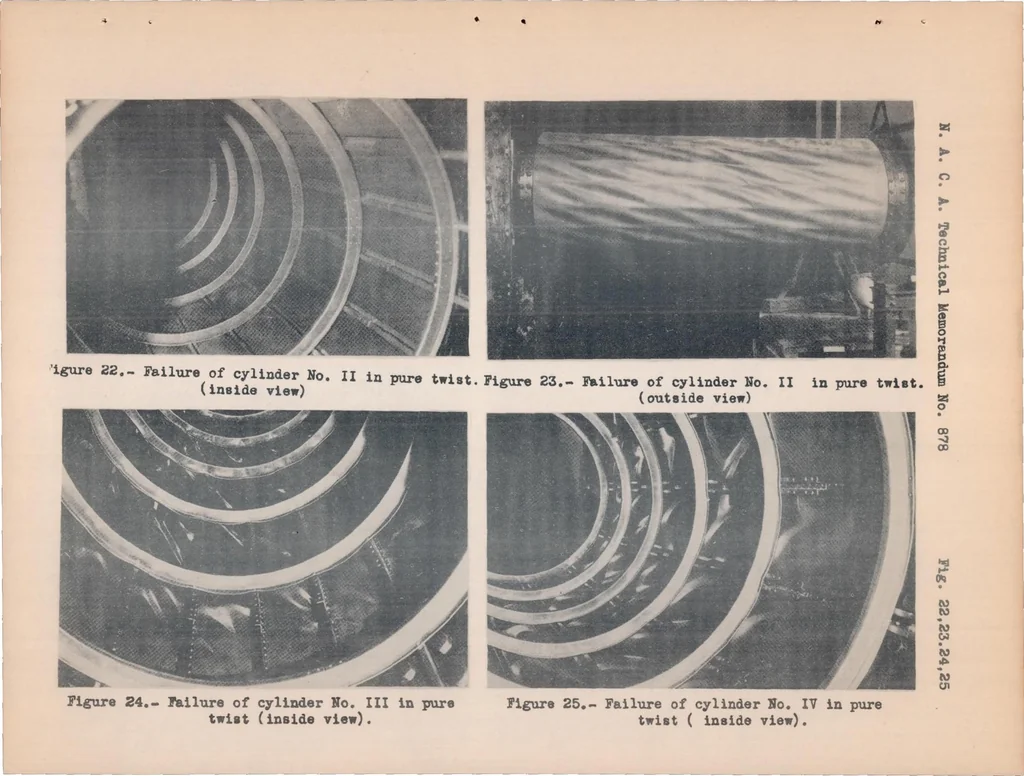 An illustration from The Twisting of Thin-walled, Stiffened Circular Cylinders, 1938, leaf 41