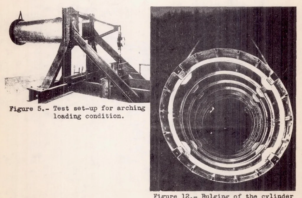 An illustration from Load Tests on a Stiffened Circular Cylindrical Shell, 1938, leaf 23