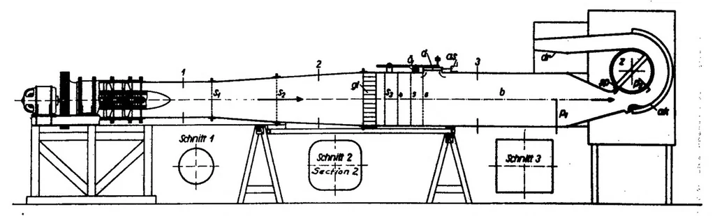 An illustration from Behavior of turbulent boundary layers on curved convex walls, 1936, leaf 20