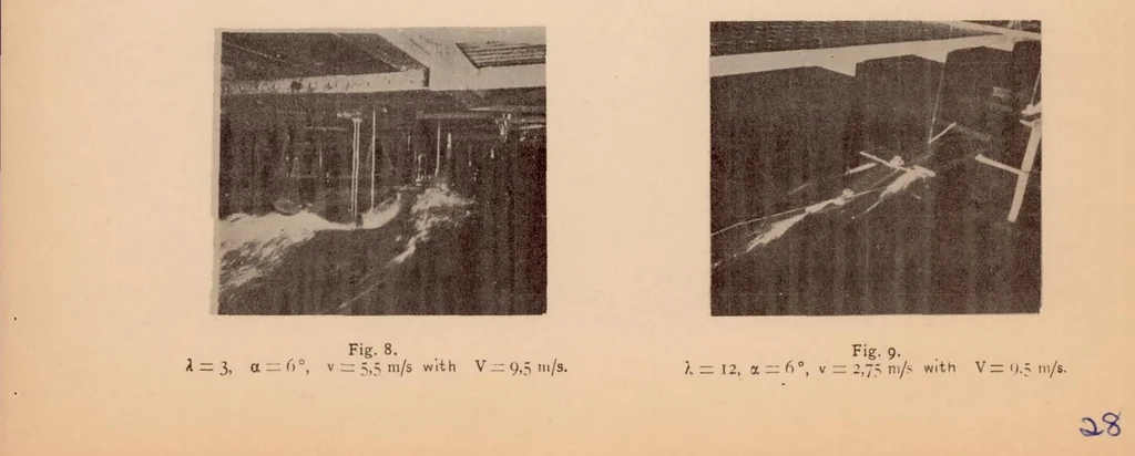 An illustration from Experiments with Planing Surfaces, 1934, leaf 29