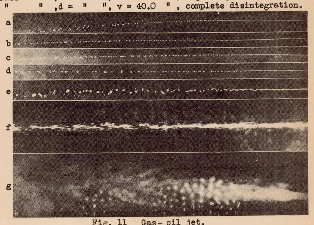 An illustration from Disintegration of a Liquid Jet, 1932, leaf 24