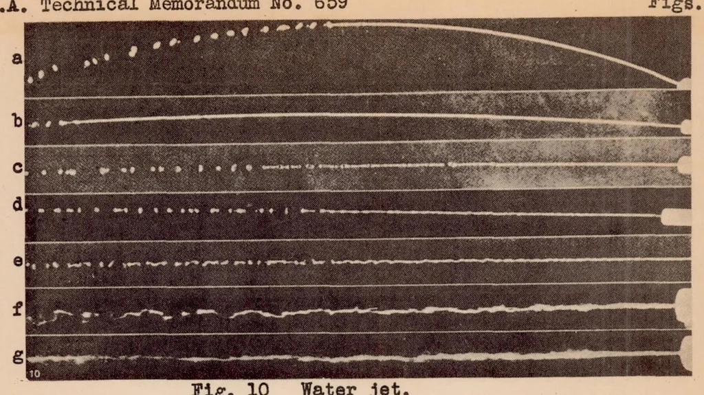 An illustration from Disintegration of a Liquid Jet, 1932, leaf 24