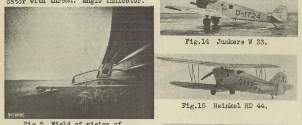 An illustration from Measurement of visibility from the pilot's cockpit on different airplane types, 1931, leaf 19