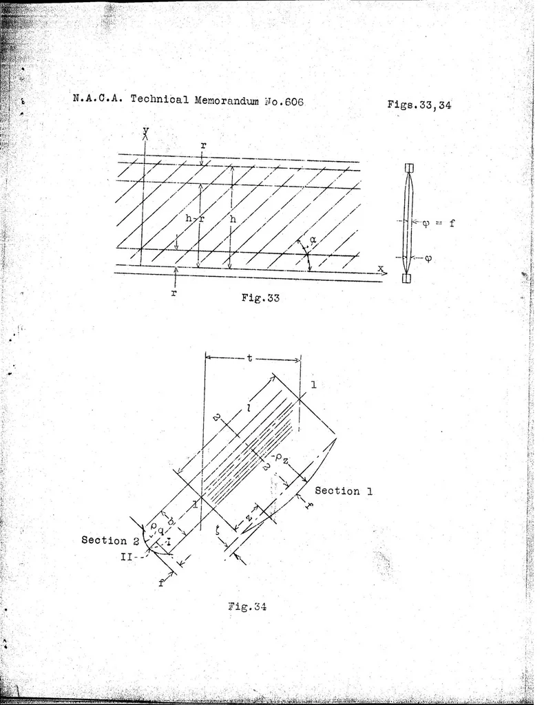 An illustration from Flat sheet metal girders with very thin metal web. Part III : sheet metal girders with spars resistant to bending - the stress in uprights - diagonal tension fields, 1931, leaf 39