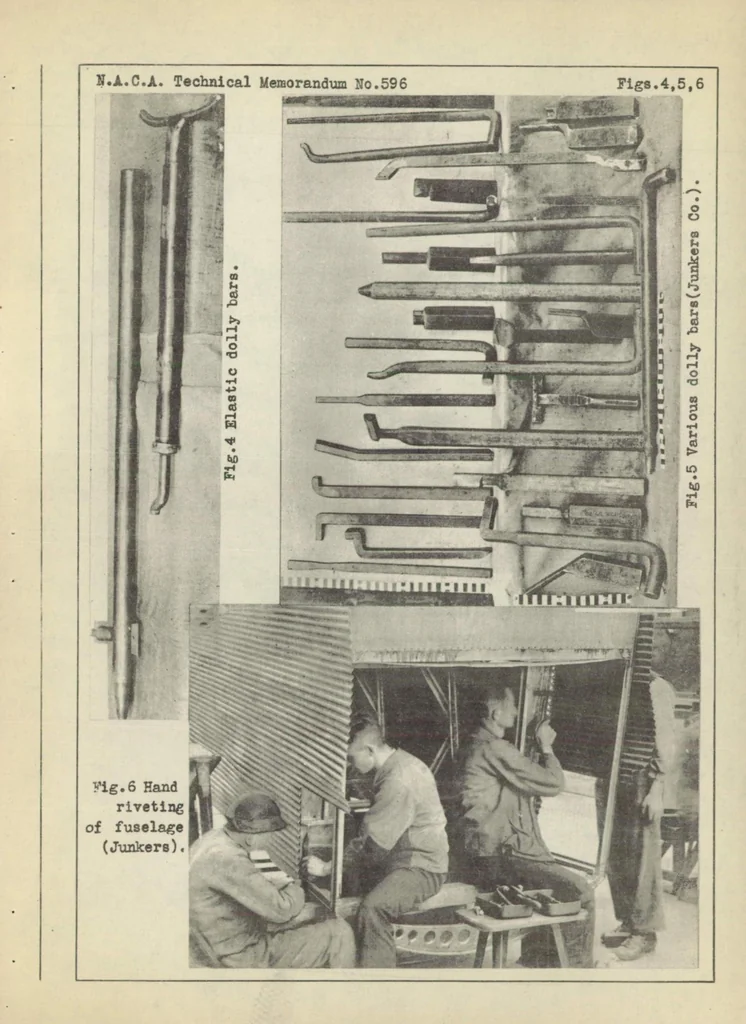 An illustration from Riveting in Metal Airplane Construction. Part I : Riveting Methods and Equipment in German Metal Airplane Construction, 1930, leaf 49