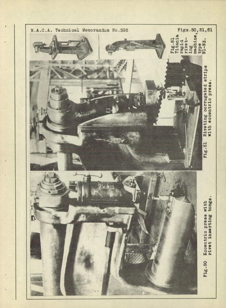 An illustration from Riveting in Metal Airplane Construction. Part I : Riveting Methods and Equipment in German Metal Airplane Construction, 1930, leaf 60