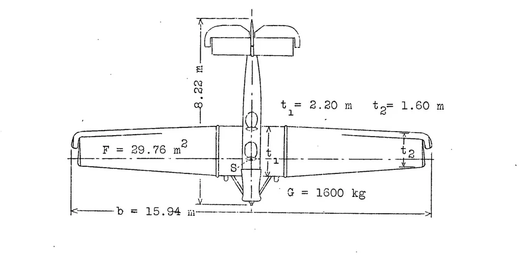 An illustration from Gottingen six-component scale measurements on a Junkers A 35 airplane model, 1930, leaf 9