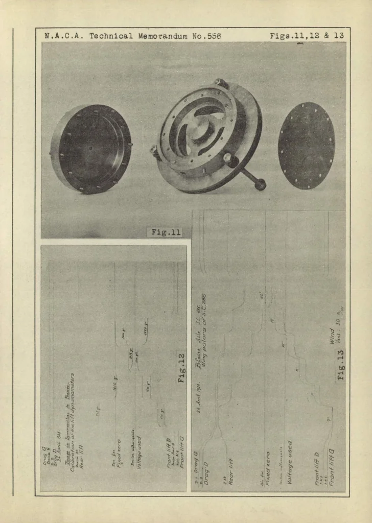 An illustration from The electrodynamometric balance of the small wind tunnel of the French Service of Aeronautical Research, 1930, leaf 15