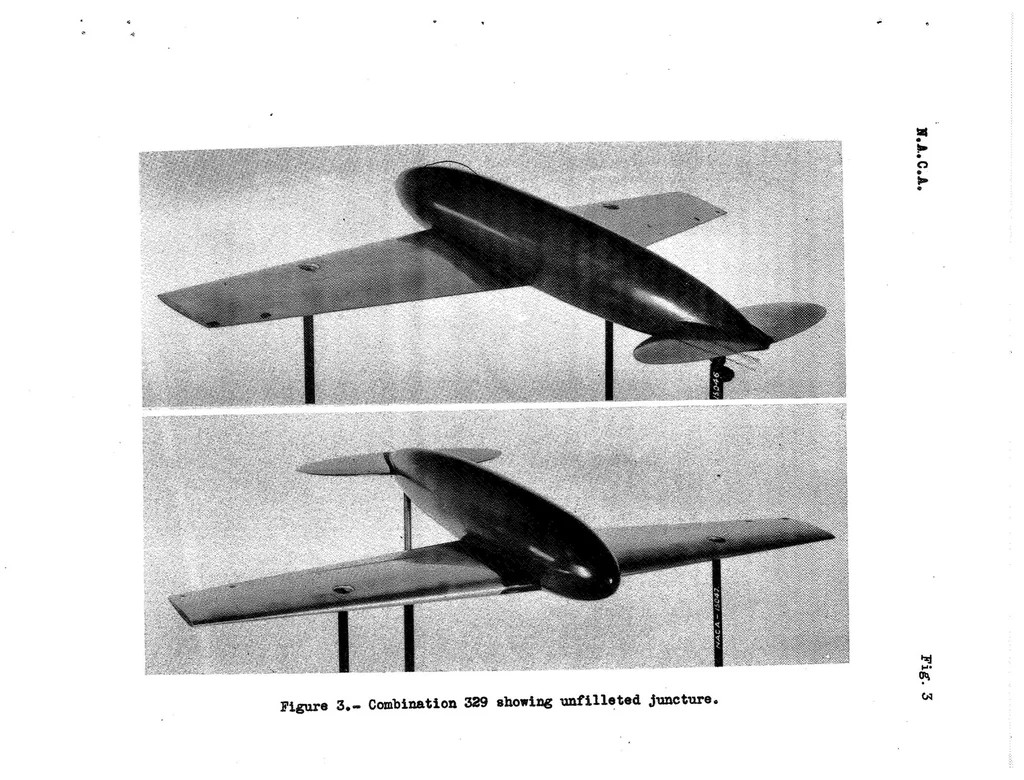 An illustration from Interference of Tail Surfaces and Wing and Fuselage from Tests of 17 Combinations in the N.A.C.A. Variable-Density Tunnel, 1939, leaf 24