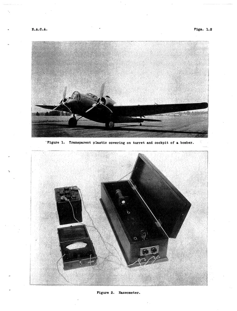 An illustration from A Study of Transparent Plastics for use on Aircraft, Special Report, 1937, leaf 42
