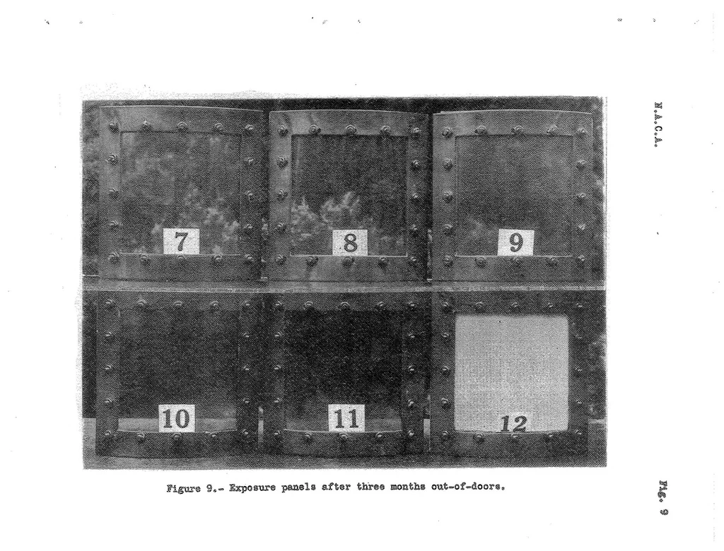 An illustration from A Study of Transparent Plastics for use on Aircraft, Special Report, 1937, leaf 48