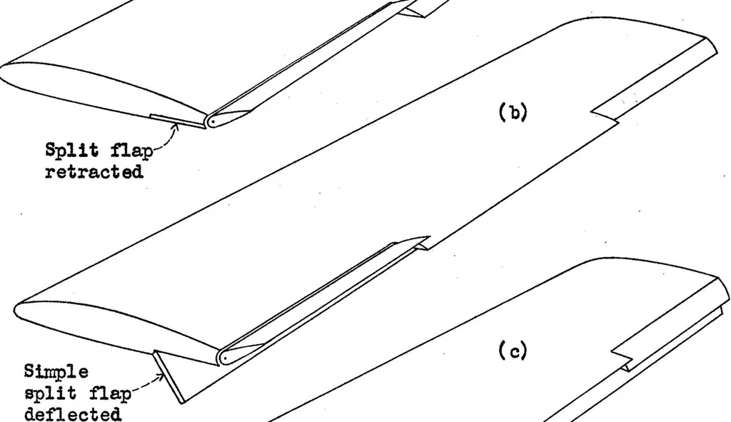 An illustration from Flight Tests on the Lateral Control of an Airplane having a Split Flap which Retracts Ahead of Conventional Ailerons, Special Report, 1933, leaf 6