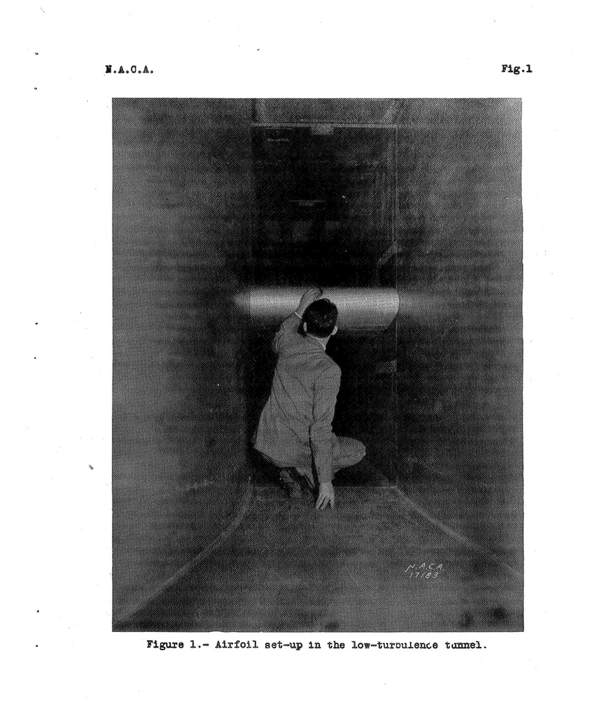 An illustration from Preliminary Investigation of Certain Laminar-Flow Airfoils for Application at High Speeds and Reynolds Numbers, 1939, leaf 10