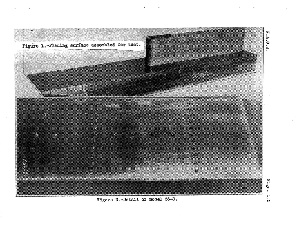 An illustration from The Relative Hydrodynamic Resistance of Various Types of Rivet Heads from Tests of Planning Surfaces, Special Report, 1935, leaf 6