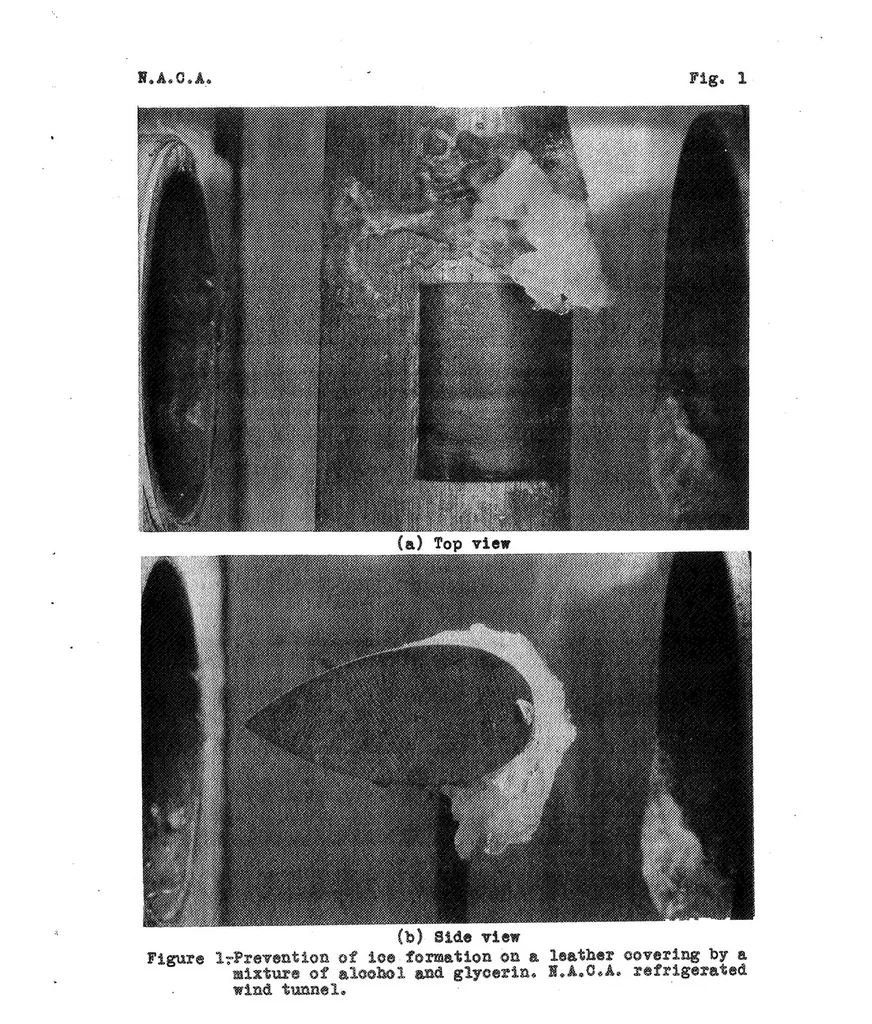 An illustration from Ice Prevention on Aircraft by Means of Impregnated Leather Covers, Special Report, 1935, leaf 6
