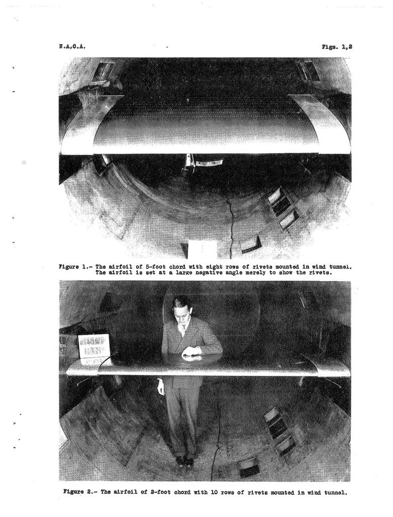 An illustration from The Effect of Surface Irregularities on Wing Drag. I. Rivets and Spot Welds. 1; Rivets and Spot Welds, 1938, leaf 20