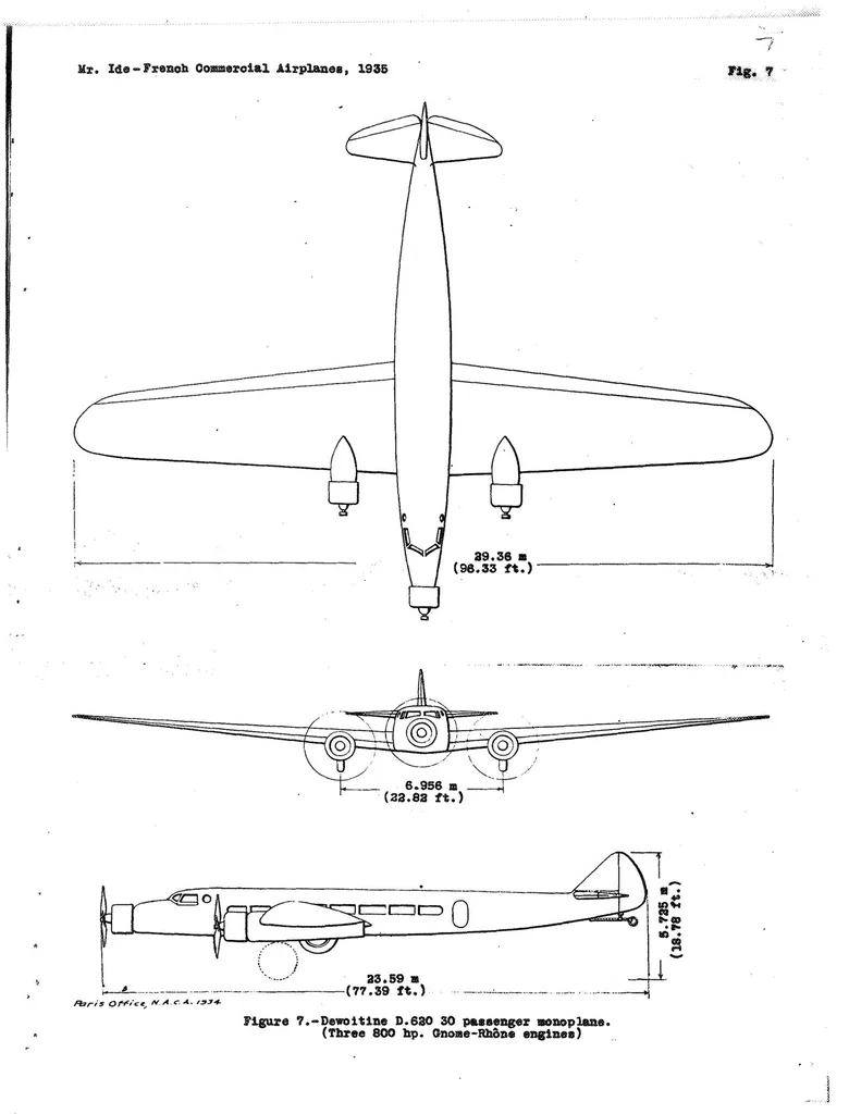An illustration from Notes on New French Commercial Airplanes, 1935, leaf 14