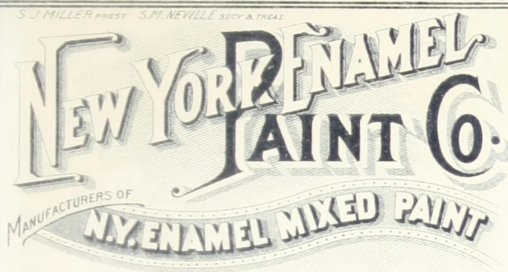 An illustration from New York Enamel Paint Co., manufacturers of N.Y. enamel mixed paint, a popular and superior paint for all kinds of house painting both outside and inside., 1890, leaf 0