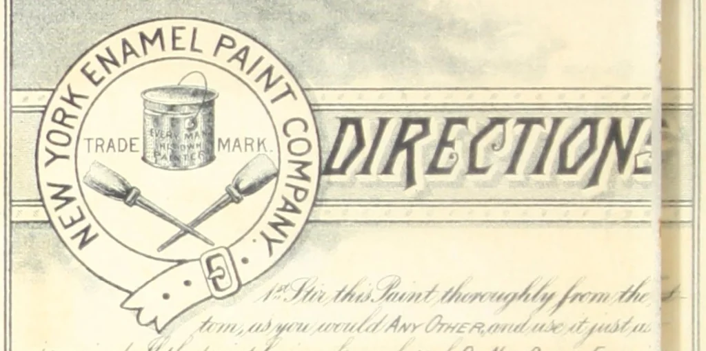 An illustration from New York Enamel Paint Co., manufacturers of N.Y. enamel mixed paint, a popular and superior paint for all kinds of house painting both outside and inside., 1890, leaf 5