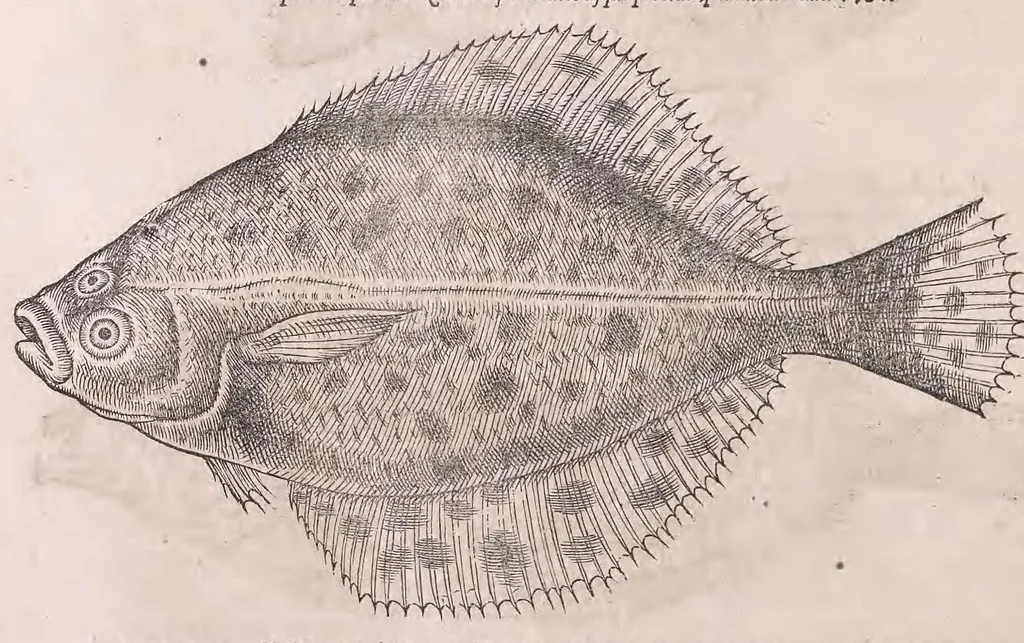 An illustration from Nomenclator aquatilium animantium : Icones animalium in mari et dulcibus aquis degentium plus quam DCC. cum nomenclaturis singulorum Latinis, Graecis, Italicis, Hispanicis, Gallicis, Germanicis, Anglicis, alijsq́[ue] interdum, per certos ordines digestae ..., 1606, leaf 129