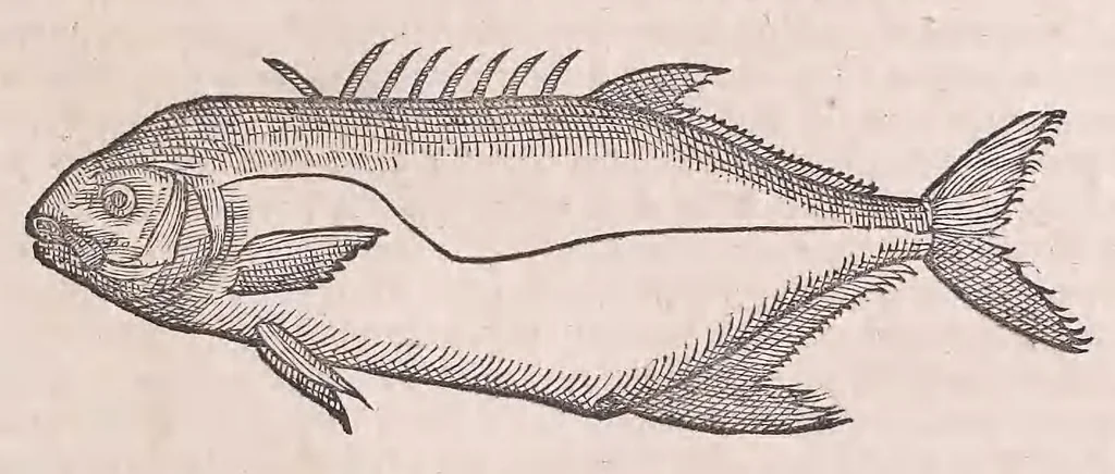An illustration from Nomenclator aquatilium animantium : Icones animalium in mari et dulcibus aquis degentium plus quam DCC. cum nomenclaturis singulorum Latinis, Graecis, Italicis, Hispanicis, Gallicis, Germanicis, Anglicis, alijsq́[ue] interdum, per certos ordines digestae ..., 1606, leaf 146
