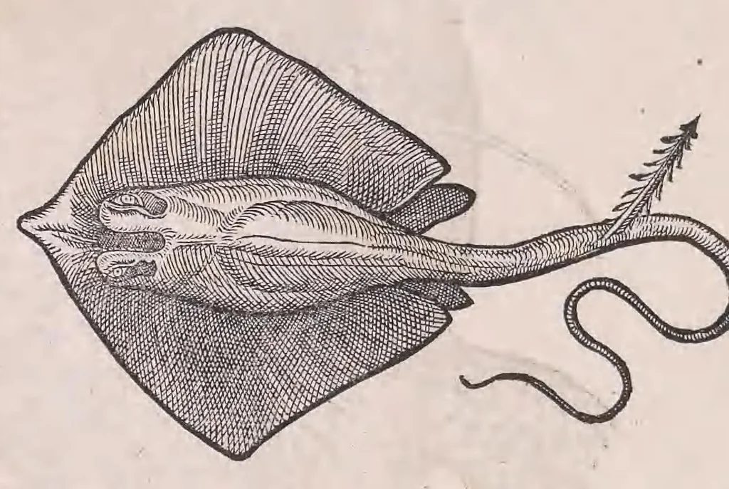 An illustration from Nomenclator aquatilium animantium : Icones animalium in mari et dulcibus aquis degentium plus quam DCC. cum nomenclaturis singulorum Latinis, Graecis, Italicis, Hispanicis, Gallicis, Germanicis, Anglicis, alijsq́[ue] interdum, per certos ordines digestae ..., 1606, leaf 151