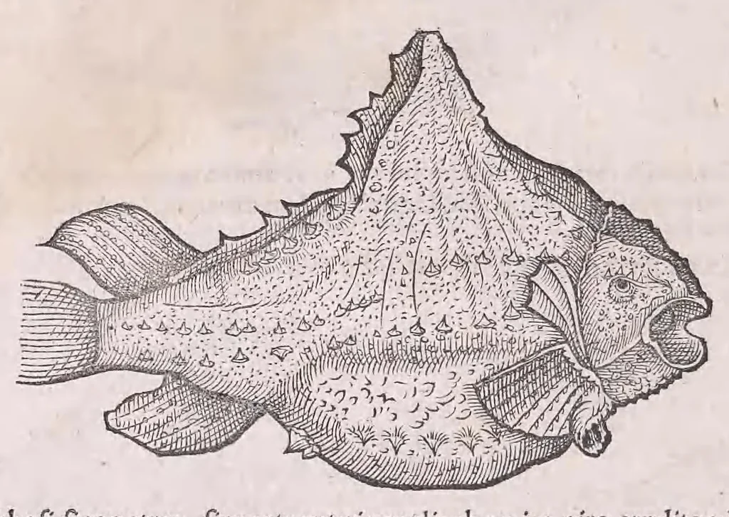 An illustration from Nomenclator aquatilium animantium : Icones animalium in mari et dulcibus aquis degentium plus quam DCC. cum nomenclaturis singulorum Latinis, Graecis, Italicis, Hispanicis, Gallicis, Germanicis, Anglicis, alijsq́[ue] interdum, per certos ordines digestae ..., 1606, leaf 189