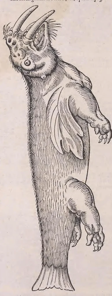 An illustration from Nomenclator aquatilium animantium : Icones animalium in mari et dulcibus aquis degentium plus quam DCC. cum nomenclaturis singulorum Latinis, Graecis, Italicis, Hispanicis, Gallicis, Germanicis, Anglicis, alijsq́[ue] interdum, per certos ordines digestae ..., 1606, leaf 209