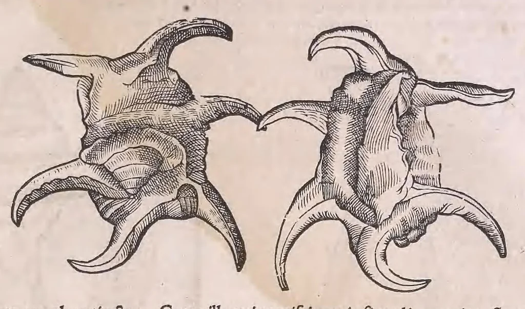 An illustration from Nomenclator aquatilium animantium : Icones animalium in mari et dulcibus aquis degentium plus quam DCC. cum nomenclaturis singulorum Latinis, Graecis, Italicis, Hispanicis, Gallicis, Germanicis, Anglicis, alijsq́[ue] interdum, per certos ordines digestae ..., 1606, leaf 274