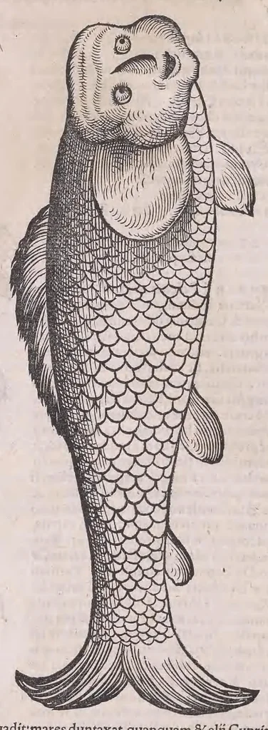 An illustration from Nomenclator aquatilium animantium : Icones animalium in mari et dulcibus aquis degentium plus quam DCC. cum nomenclaturis singulorum Latinis, Graecis, Italicis, Hispanicis, Gallicis, Germanicis, Anglicis, alijsq́[ue] interdum, per certos ordines digestae ..., 1606, leaf 327