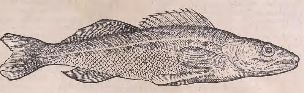 An illustration from Nomenclator aquatilium animantium : Icones animalium in mari et dulcibus aquis degentium plus quam DCC. cum nomenclaturis singulorum Latinis, Graecis, Italicis, Hispanicis, Gallicis, Germanicis, Anglicis, alijsq́[ue] interdum, per certos ordines digestae ..., 1606, leaf 348
