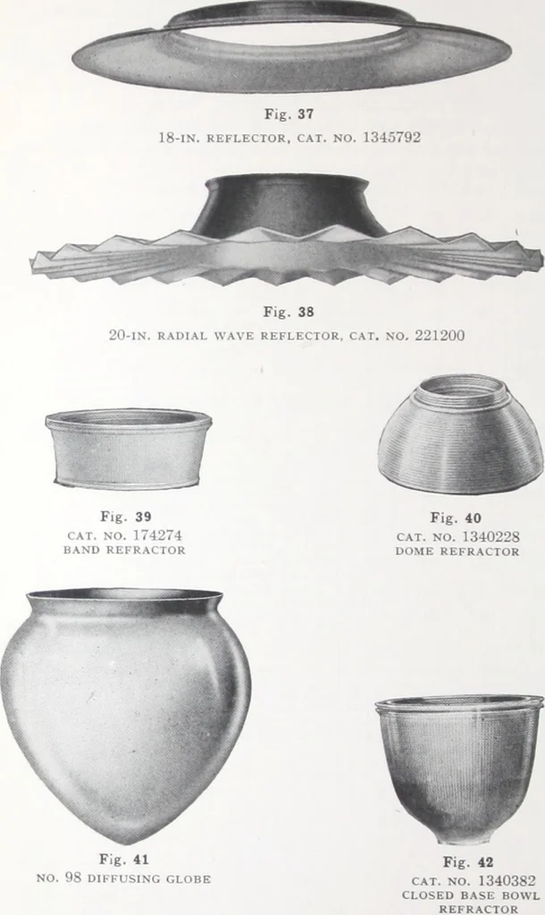 An illustration from Novalux street lighting units (pendent and bracket types) for Mazda series lamps, 1920, leaf 55