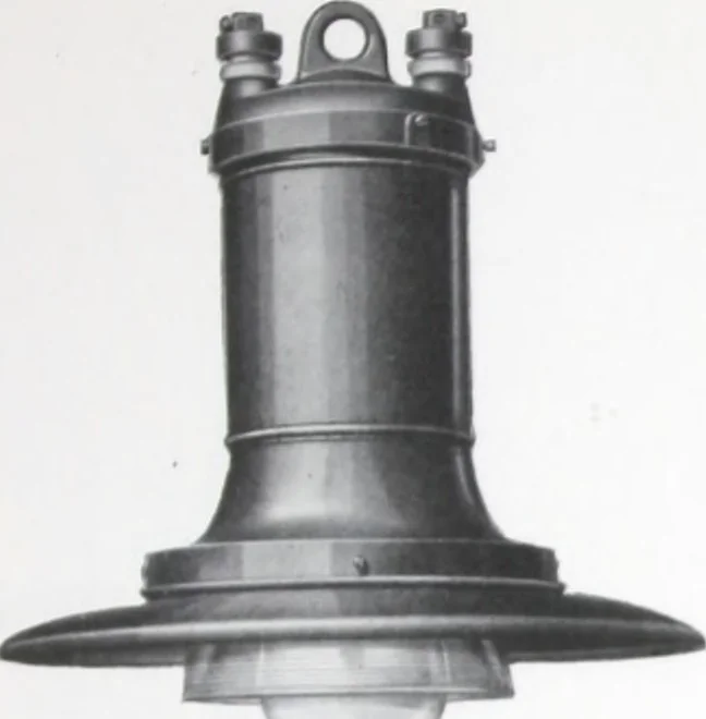 An illustration from Novalux street lighting units (pendent and bracket types) for Mazda series lamps, 1920, leaf 60