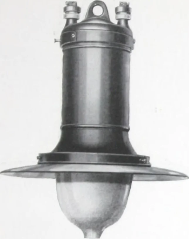 An illustration from Novalux street lighting units (pendent and bracket types) for Mazda series lamps, 1920, leaf 62