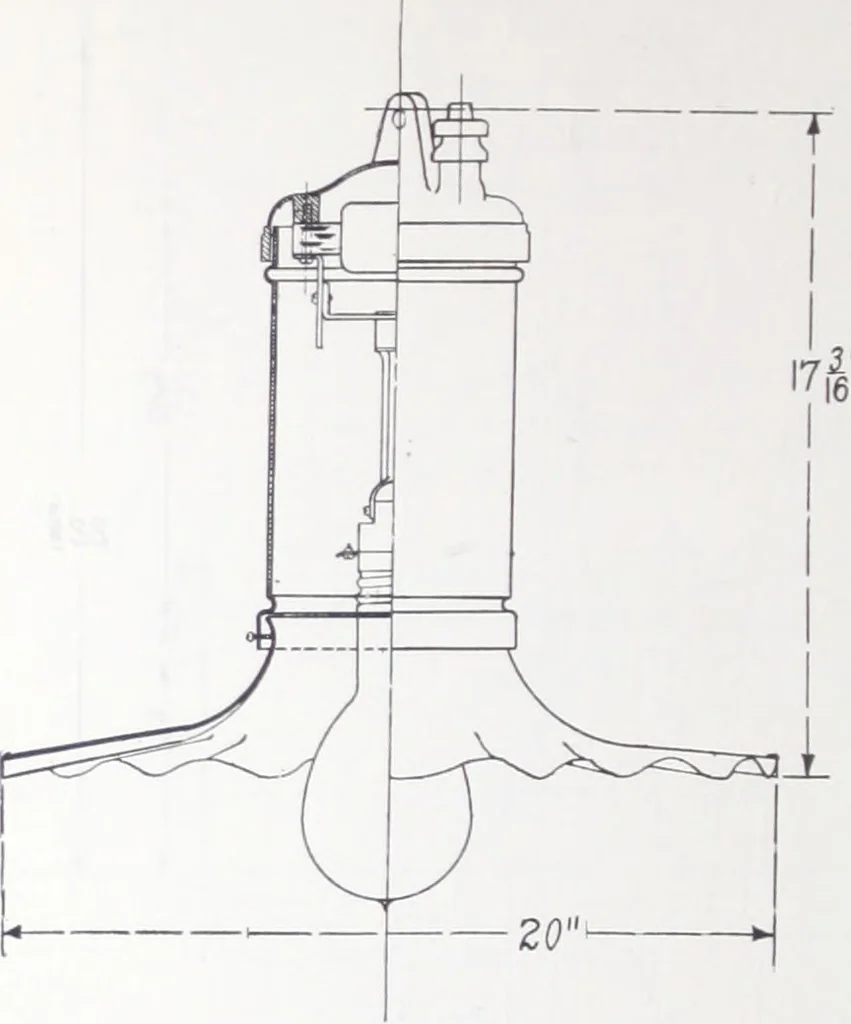 An illustration from Novalux street lighting units (pendent and bracket types) for Mazda series lamps, 1920, leaf 67