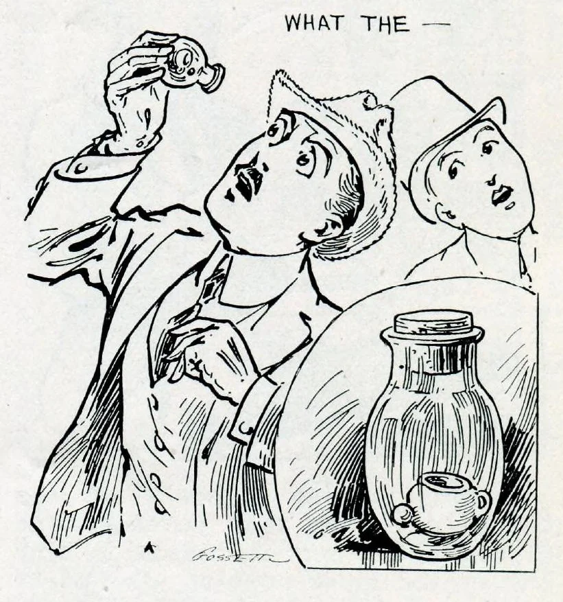 An illustration from Novelties, Jokes, Tricks, Puzzles, Magic, From All Over The World And Every Where Else, 1913, C. J. Felsman, 1913, leaf 19