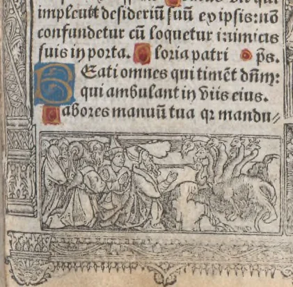 An illustration from [Horae ad usum Romanum. Lat. et fr. :] Heures à l’usaige de Romme, 1505, leaf 128