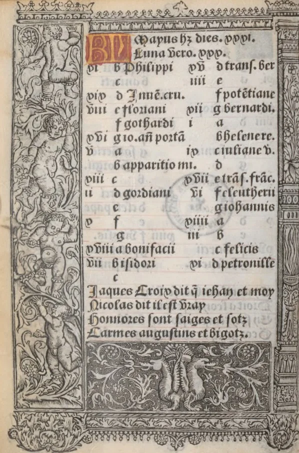 An illustration from [Horae ad usum Romanum. Lat. et fr. :] Heures à l’usaige de Romme, 1505, leaf 15
